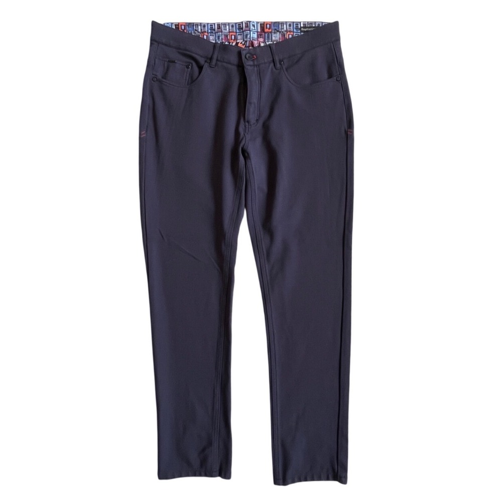 Au Noir Sophisticated Mens Navy Blue Stretch 5-Pocket Pants Size 33 Art No 1003